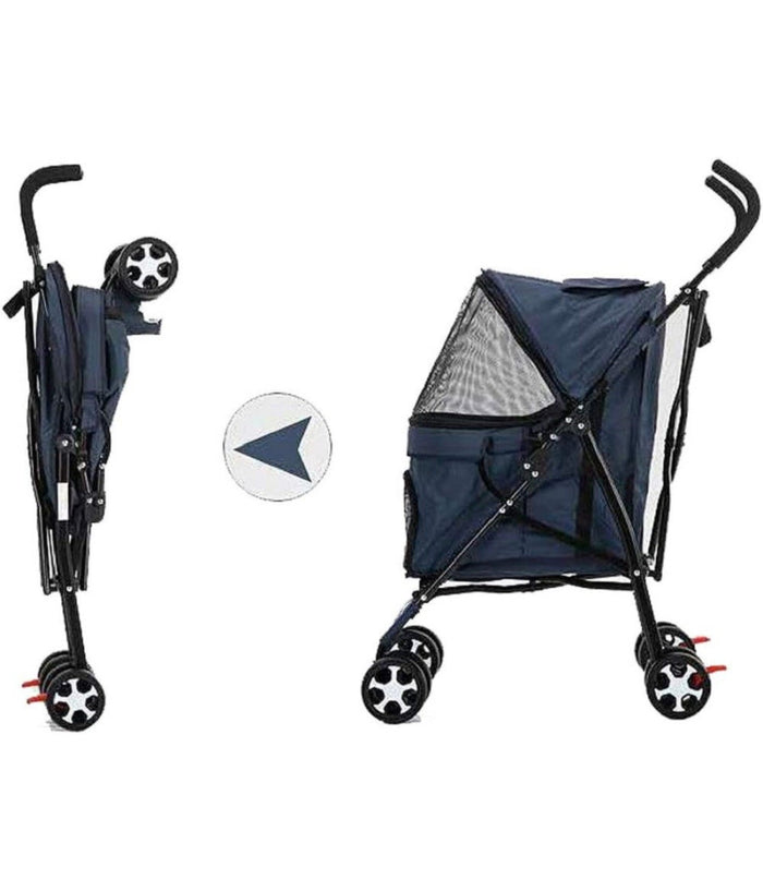 Passeggino Cani Viaggi Carrozzina Pieghevole Parapioggia Auto Portatile 4 Ruote         
