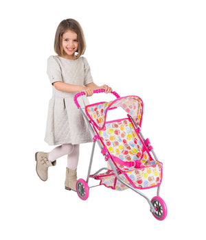 Passeggino Carrozzina Bambole Giocattolo Bambini Pieghevole Cappottina E 3 Ruote         