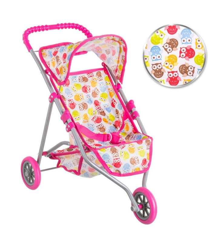 Passeggino Carrozzina Bambole Giocattolo Bambini Pieghevole Cappottina E 3 Ruote         