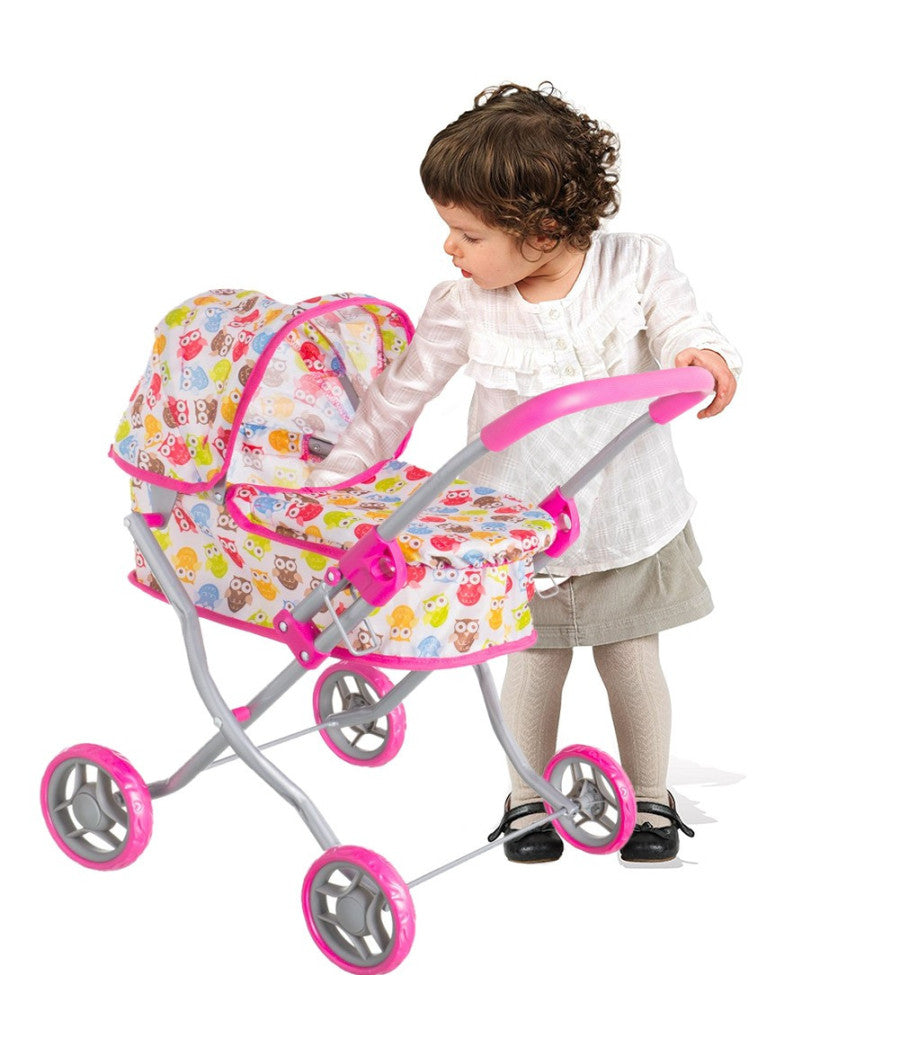 Passeggino Carrozzina Bambole Giocattolo Bambini Pieghevole Cappottina E Copertura         