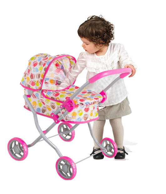 Passeggino Carrozzina Bambole Giocattolo Bambini Pieghevole Cappottina E Copertura         