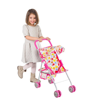 Passeggino Carrozzina Per Bambole Giocattolo Bambini Pieghevole Con Cappottina         