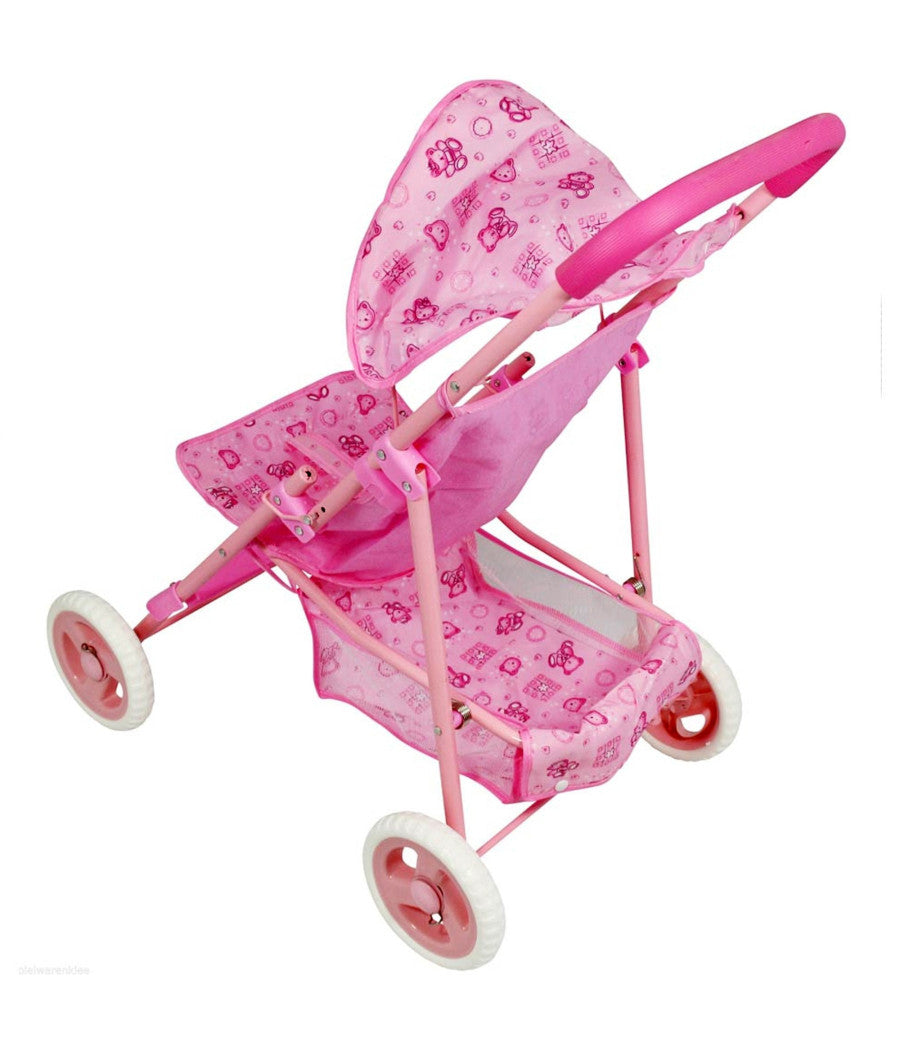 Passeggino Carrozzina Per Bambole Rosa Con Orsetti Gioco Giocattolo Per Bambine         