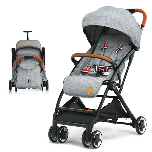 Passeggino pieghevole con telaio in alluminio schienale regolabili, Passeggino per bambini 0-3 anni Grigio-Passeggini per bimbi