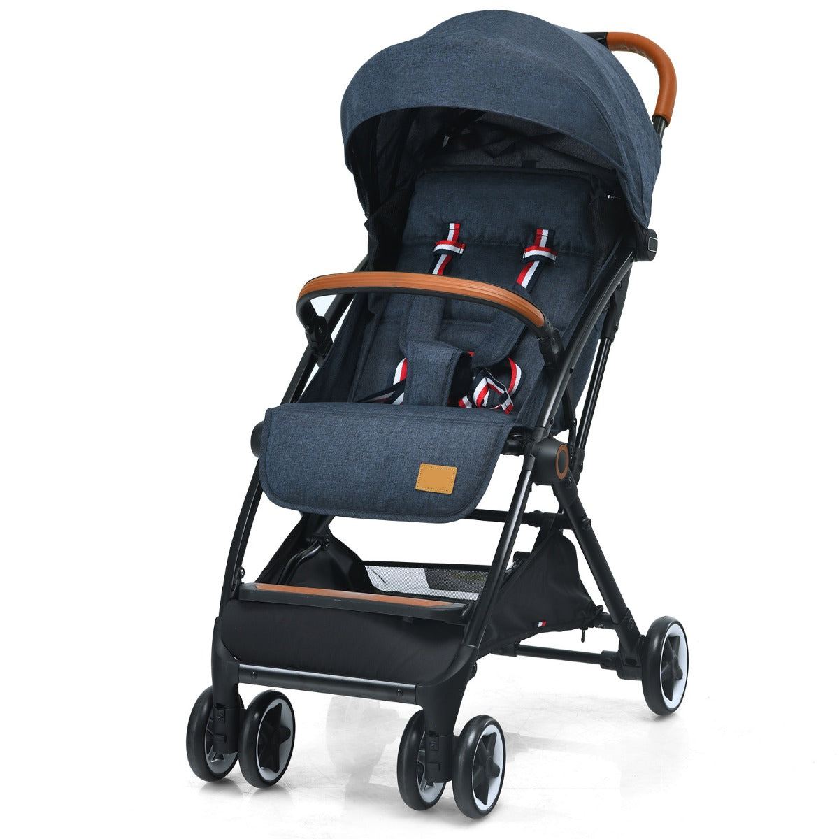 Passeggino pieghevole con telaio in alluminio schienale regolabili, Passeggino per bambini 0-3 anni Blu scuro-Passeggini per bimbi
