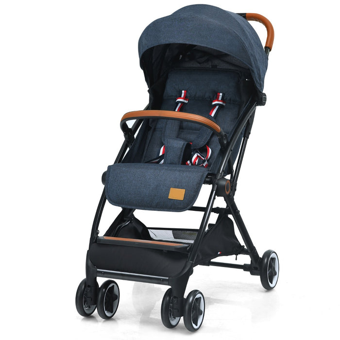 Passeggino pieghevole con telaio in alluminio schienale regolabili, Passeggino per bambini 0-3 anni Blu scuro-Passeggini per bimbi