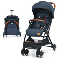 Passeggino pieghevole con telaio in alluminio schienale regolabili, Passeggino per bambini 0-3 anni Blu scuro-Passeggini per bimbi