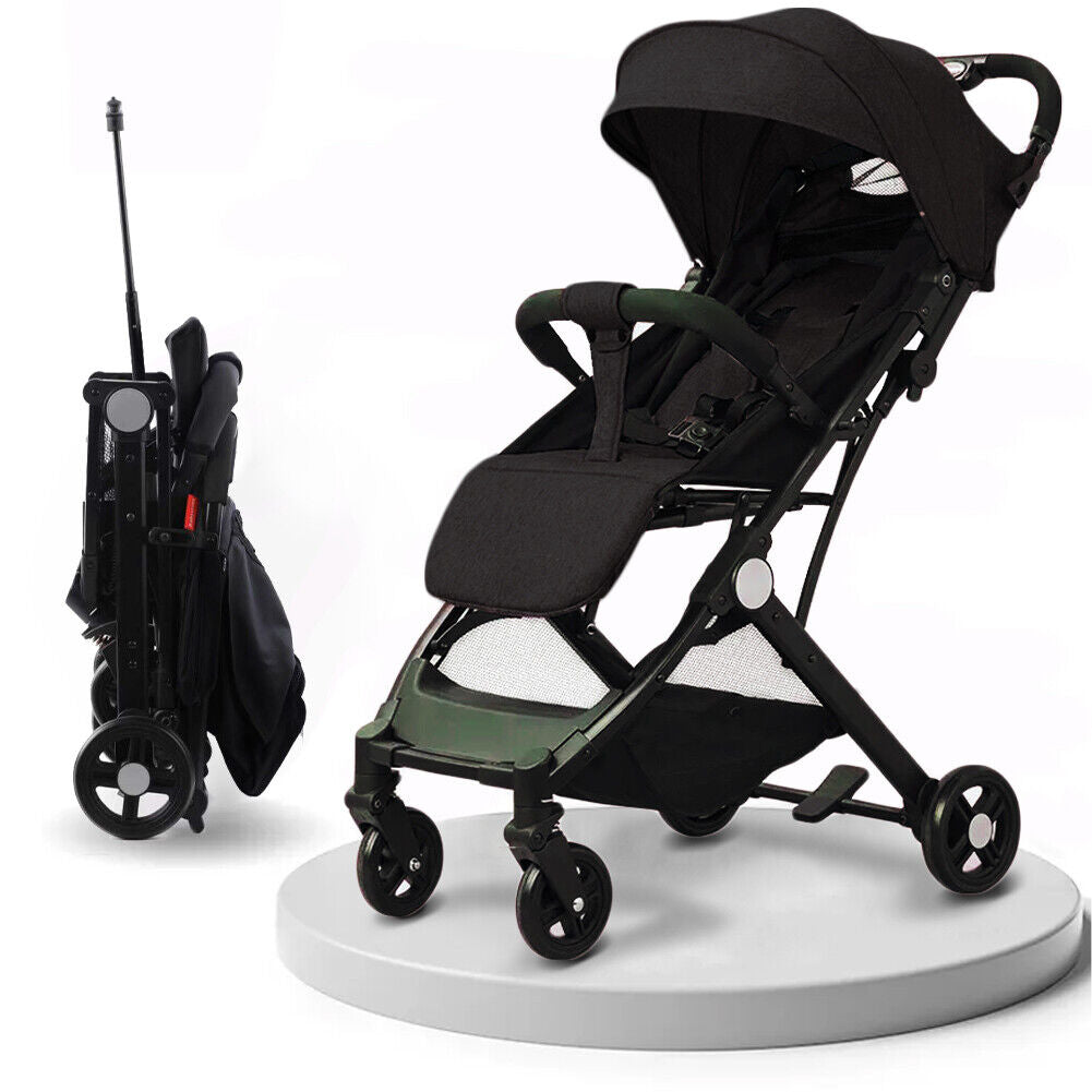 Passeggino Wizy Easy Ultra Leggero Chiusura Facilitata Salvaspazio Portata 15 kg-Nero