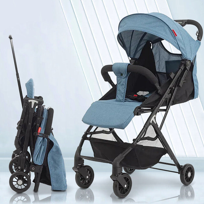 Passeggino Wizy Pro Ultra Leggero Chiusura Facilitata Salvaspazio Portata 15 kg-Blu