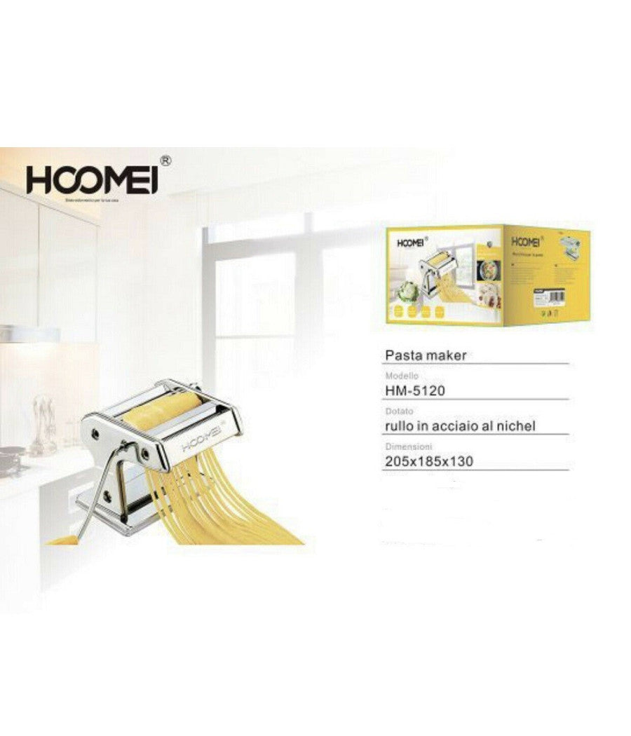 Pasta Maker Macchina Pasta Fresca 9 Posizioni Acciaio Hoomei Hm-5120 Casa Cucina         