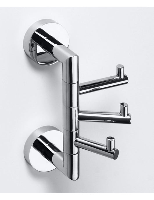 Gancio rotante triplo OMEGA ottone cromato 11x19x6,5cm