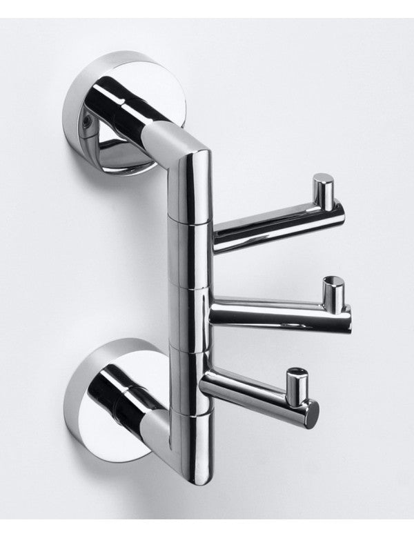Gancio rotante triplo OMEGA ottone cromato 11x19x6,5cm