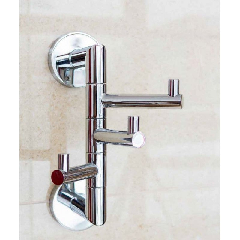 Gancio rotante triplo OMEGA ottone cromato 11x19x6,5cm