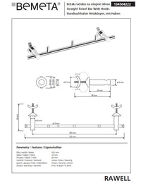 RAWELL gancio 3 ganci in cromo per radiatore 35,5x4x9 cm