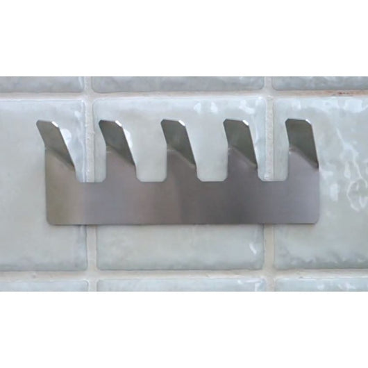 Gancio a gancio NIVA a 5 ganci in acciaio inox con adesivo 27 x5,7 x8 cm