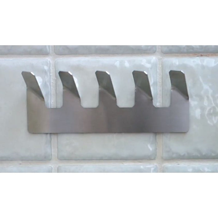 Gancio a gancio NIVA a 5 ganci in acciaio inox con adesivo 27 x5,7 x8 cm