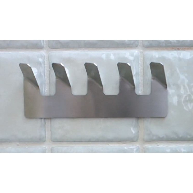 Gancio a gancio NIVA a 5 ganci in acciaio inox con adesivo 27 x5,7 x8 cm