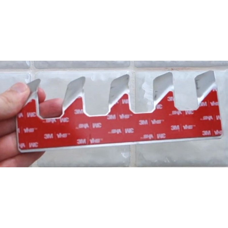 Gancio a gancio NIVA a 5 ganci in acciaio inox con adesivo 27 x5,7 x8 cm