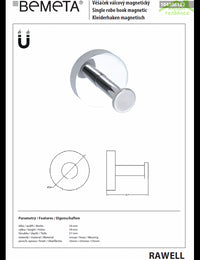 Gancio radiatore magnetico RAWELL Ø 5,4 cm in cromo