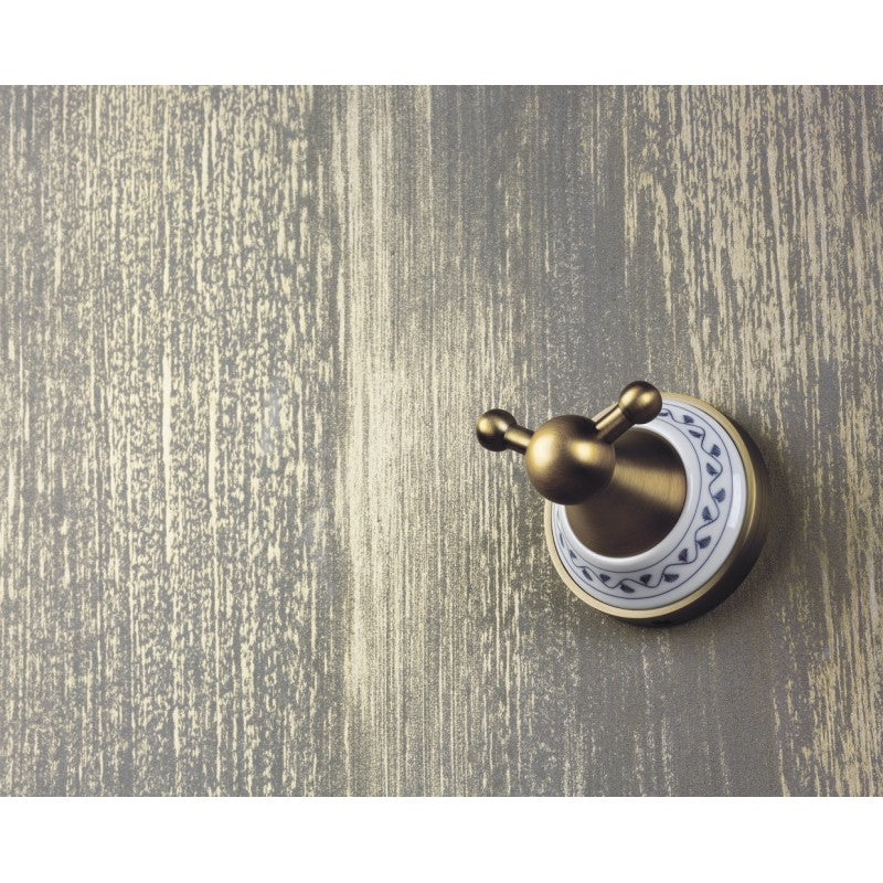 Appendiabiti doppio KERA in ottone e ceramica 6,6 x6,6 x7,4 cm