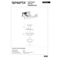 NIKI Gancio doccia doppio a parete in zinco 8,4 x6 x3,6 cm