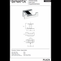 PLAZA gancio da parete doppio cromato 3,5x8x5 cm
