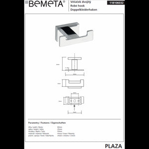 PLAZA gancio da parete doppio cromato 3,5x8x5 cm