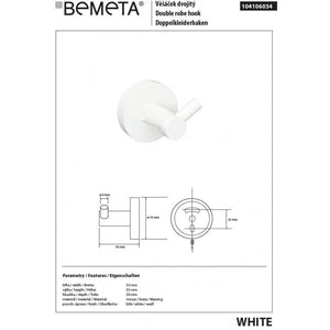 Gancio da parete doppio BIANCO in ottone bianco 5,5cm