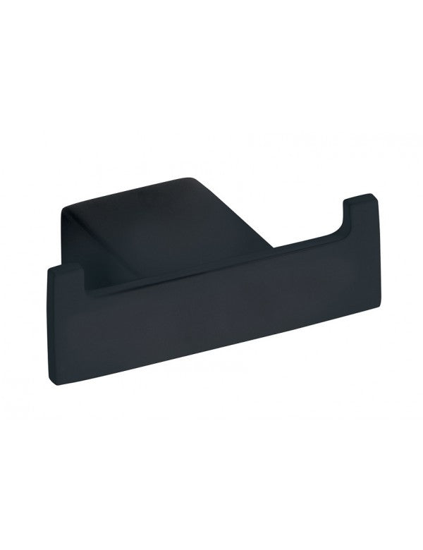 NERO Appendiabiti Rettangolare Doppio in Ottone Nero 8 x2,8 x3,9 cm