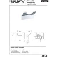 Appendiabiti doppio rettangolare SOLO in ottone cromato 8,3 x4,6 x3,3 cm