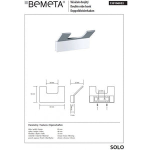Appendiabiti doppio rettangolare SOLO in ottone cromato 8,3 x4,6 x3,3 cm
