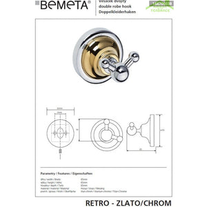 Appendiabiti doppio RETRO in ottone cromo-oro 6,5x6,5x6,5 cm