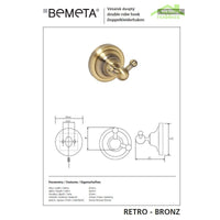 Gancio da parete doppio RETRO in ottone 6,5x6,5x6,5 cm