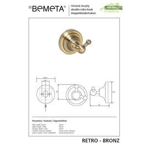 Gancio da parete doppio RETRO in ottone 6,5x6,5x6,5 cm