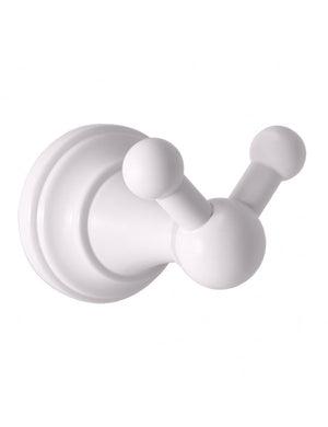 Appendiabiti doppio retrò MORAVA in ottone bianco 7,85x5,85x5,95 cm