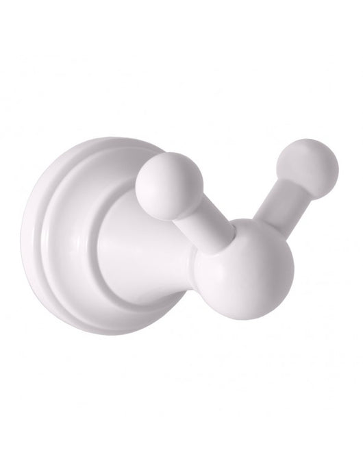 Appendiabiti doppio retrò MORAVA in ottone bianco 7,85x5,85x5,95 cm