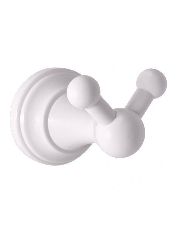 Appendiabiti doppio retrò MORAVA in ottone bianco 7,85x5,85x5,95 cm