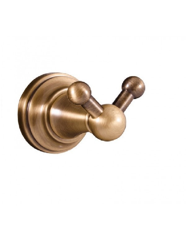 MORAVA Appendiabiti Doppio Retrò in Ottone Bronzo 7,85x5,85x5,95 cm