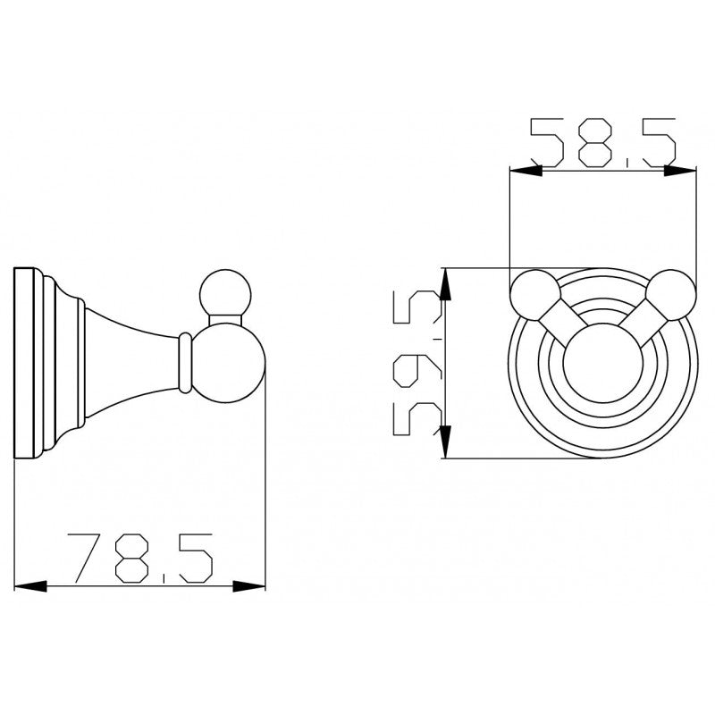 Appendiabiti doppio retrò MORAVA in ottone bianco 7,85x5,85x5,95 cm