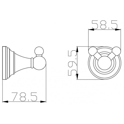 Appendiabiti doppio retrò MORAVA in ottone bianco 7,85x5,85x5,95 cm