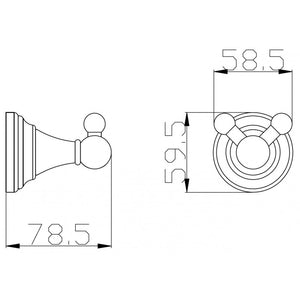 Appendiabiti doppio retrò MORAVA in ottone cromato 7,85x5,85x5,95 cm