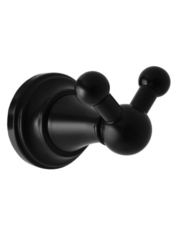 MORAVA Appendiabiti Doppio Retrò in Ottone Nero 7,85x5,85x5,95 cm