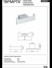 Appendiabiti doppio VIA ottone cromato 8 x 2,8 x 3,9 cm