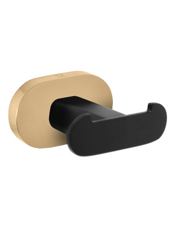 Appendiabiti doppio YUKON in ottone nero oro 6 cm