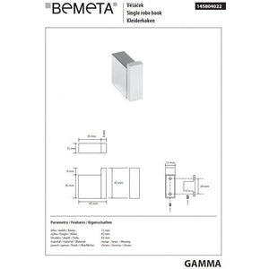 Gancio da parete GAMMA in ottone cromato 4,3 x4,2 x1,5 cm