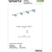 Appendiabiti quadruplo OMEGA in ottone cromato 41x4,5x4cm