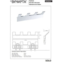 Appendiabiti quadruplo rettangolare SOLO in ottone cromato 20,5 x4,6 x3,3 cm
