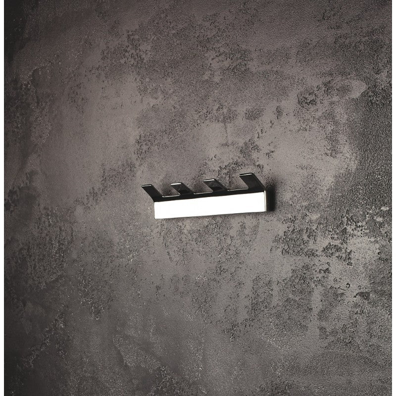 Appendiabiti quadruplo rettangolare SOLO in ottone cromato 20,5 x4,6 x3,3 cm