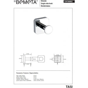 Gancio da parete singolo TASI in ottone cromato 5 x5 x5 x5,7 cm