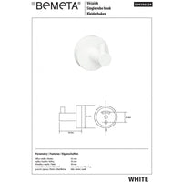 Appendiabiti singolo da parete BIANCO in ottone bianco 5,5cm